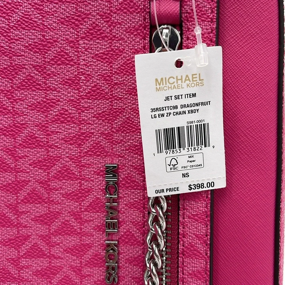 Michael Kors Jet Set Large Signature Logo Chain Crossbody Bag
Dragonfruit
NWT - Picture 9 of 16